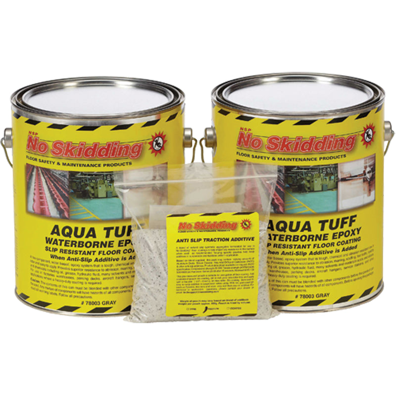 No Skidding® Aqua Tuff 2 Slip-Resistant Floor Coating, 1 gal., Water-Based, Grey