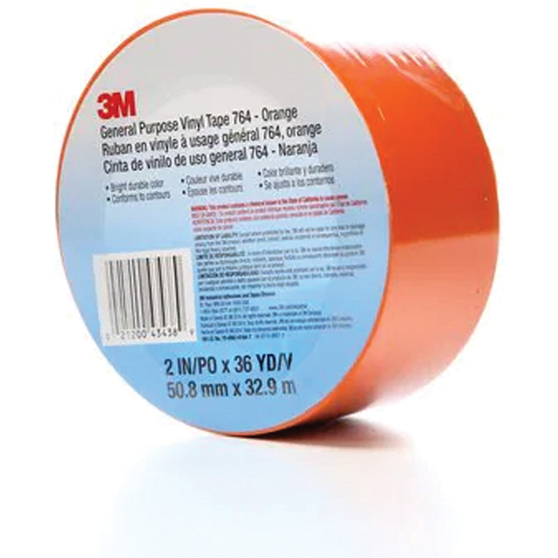 Ruban adhésif en vinyle à usage général 764, 50,8 mm (2 po) de largeur x 32,9 m (108 pi) de longueur, 5 mils, orange