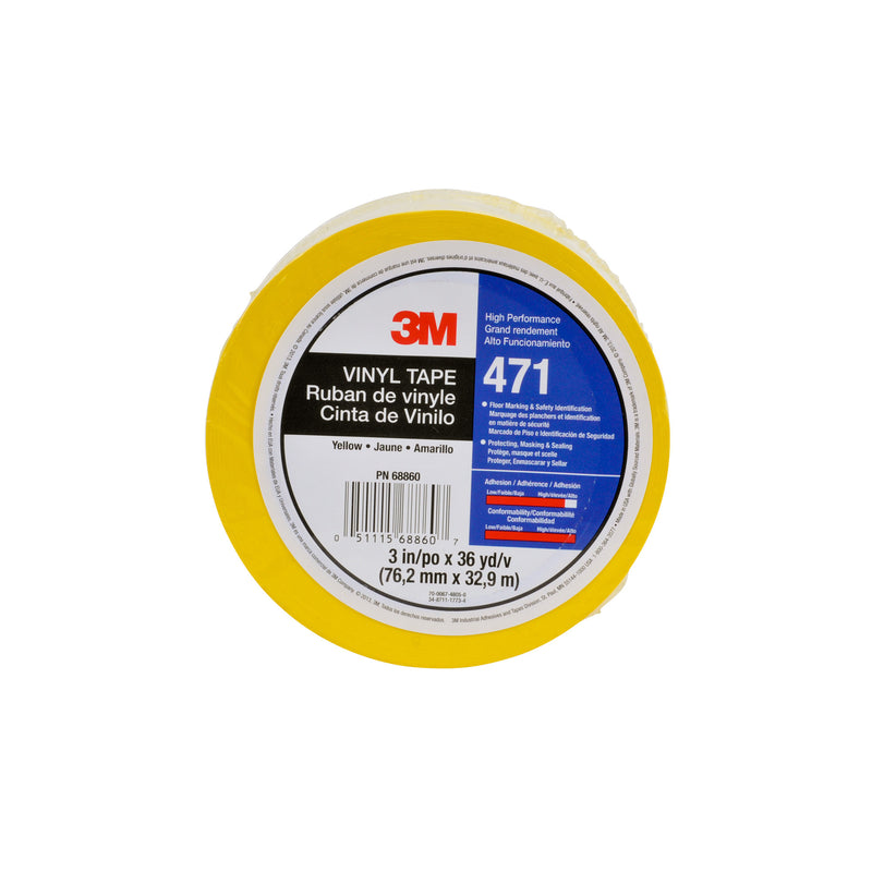 Ruban vinyle 471, 12 mm (1/2") de largeur x 32,9 m (108 pi) de longueur, 5,2 mils, jaune