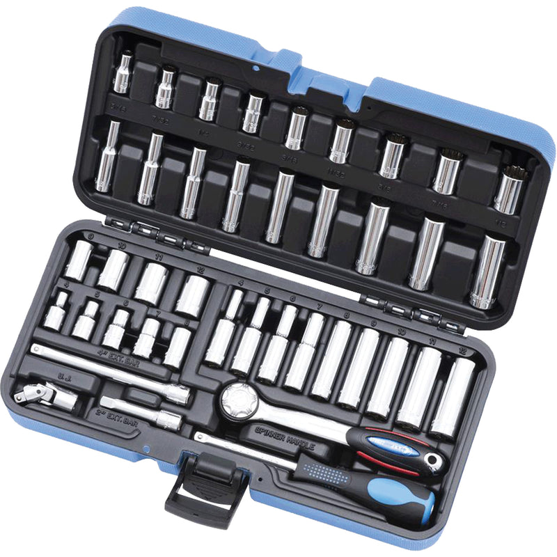 Jeu de clés à douilles 12 pans SAE/métriques, 42 pièces, entraînement 1/4", profondes
