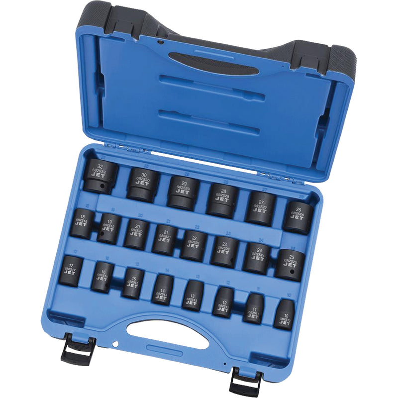 PS2212M 6-Point Metric Socket Set, 22 Pcs, Impact, 1/2" Drive Size, Deep