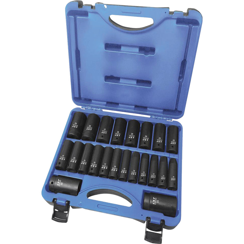 Jeu de douilles métriques 6 pans, 22 pièces, impact, entraînement 1/2", profondes