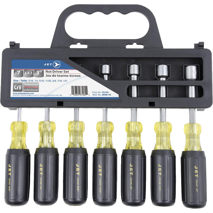 Cushion Grip Nutdriver Set, 7 Pcs., Non Magnetic, Imperial