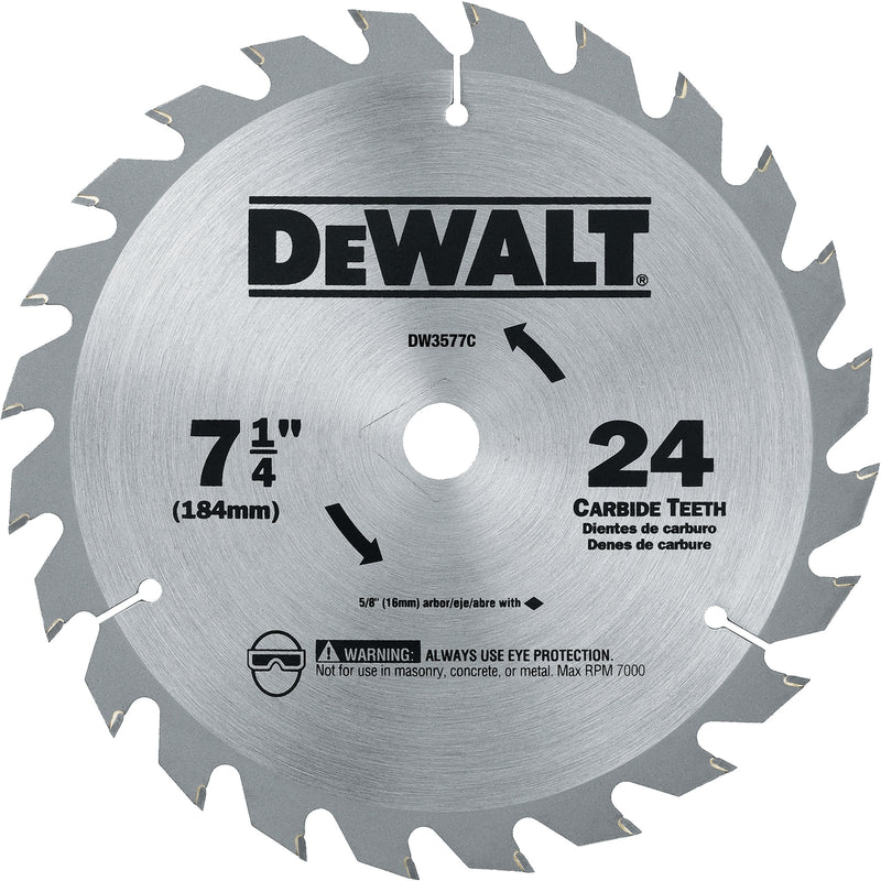 Lame de scie circulaire en carbure, 7-1/4", 24 dents