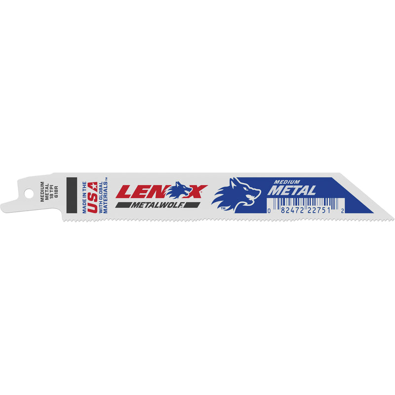 Lenox® Reciprocating Saw Blade, Bi-Metal, 18 TPI, 6" L x 3/4" W
