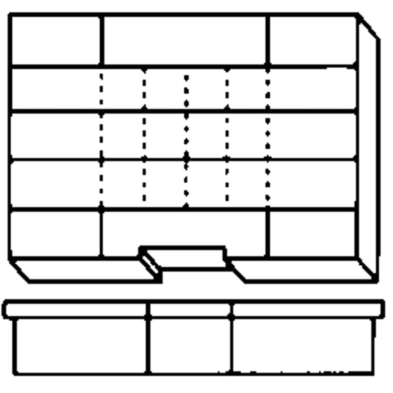 Compartment Case, Plastic, 15-1/2" W x 11-3/4" D x 2-1/2" H, Grey