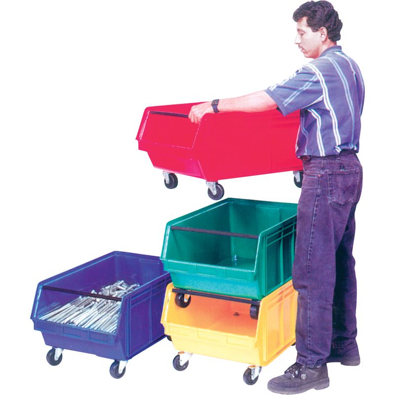Bac mobile empilable géant, 11-7/8 po H x 18-3/8 po L x 29 po P, capacité de 150 lb, rouge