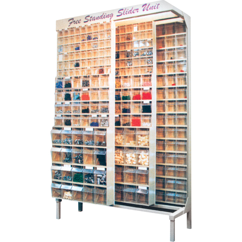 Free Standing Slider System, 48" W x 18" D x 77" H, 56 Bins