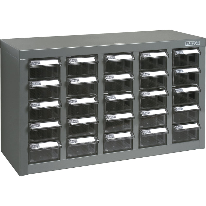 Armoire à pièces KPC-600, acier galvanisé, 25 tiroirs, 23-1/10" x 8-7/10" x 13-4/5", gris