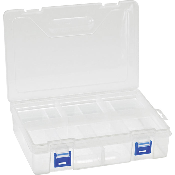 Plastic Compartment Box, 6.25" W x 9.25" D x 2.2" H, 8 Compartments