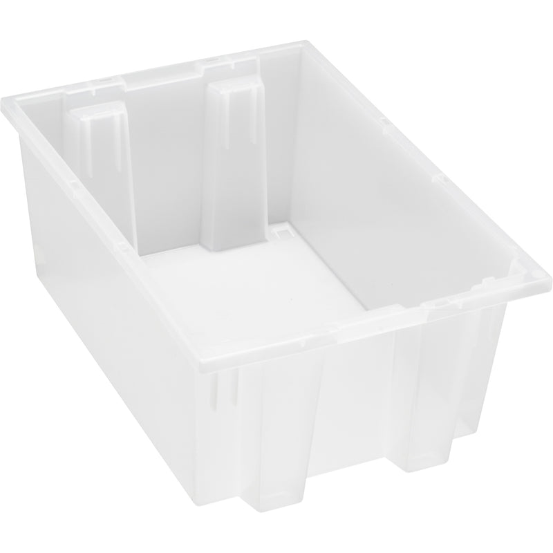 Bac empilable et emboîtable robuste, 20,3 x 34,3 x 49,5 cm, transparent
