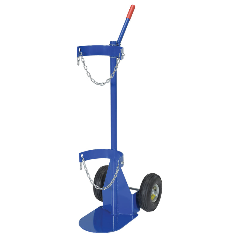 Chariot pour bouteilles de gaz, roues pneumatiques, base de 12 po l x 15-1/2 po L, 500 lb.
