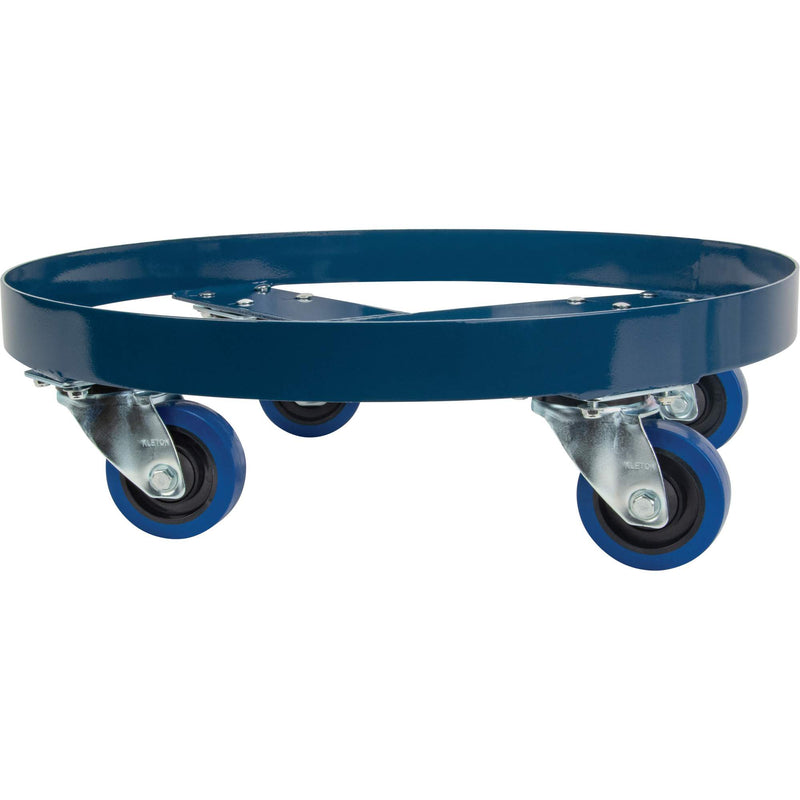 Chariot à fûts en acier, capacité de 630 kg, diamètre de 61 cm, roulettes élastiques bleues