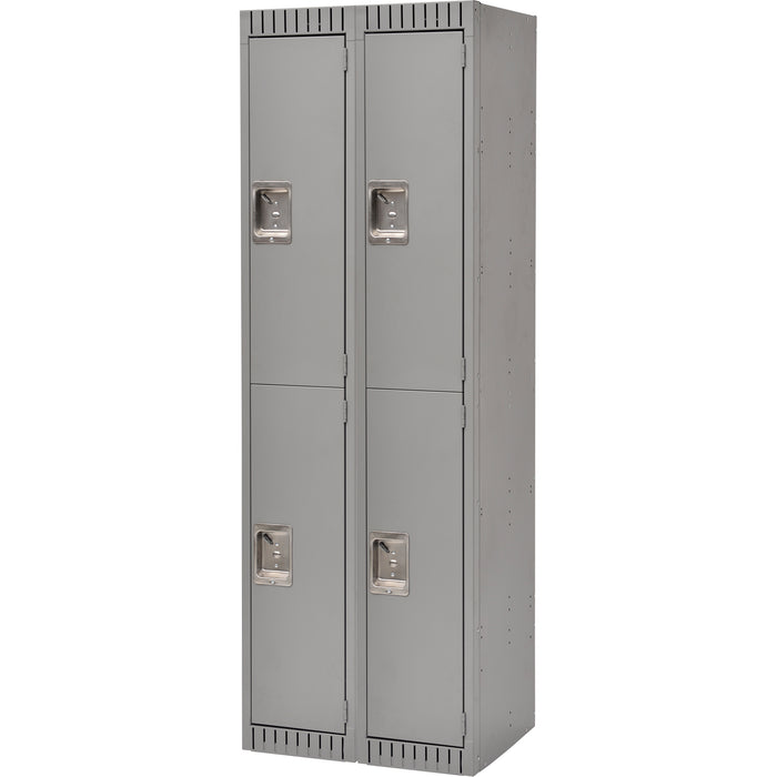 Lockers, 2 -tier, Bank of 2, 24" x 18" x 72", Steel, Grey, Rivet (Assembled)