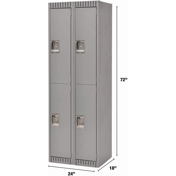 Lockers, 2 -tier, Bank of 2, 24" x 18" x 72", Steel, Grey, Rivet (Assembled)