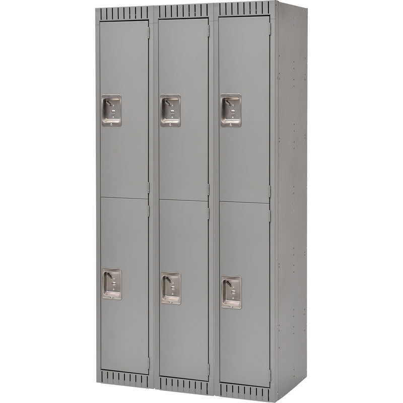 Casiers à 2 niveaux, lot de 3, 91 x 45 x 183 cm, acier, gris, rivets (assemblés)