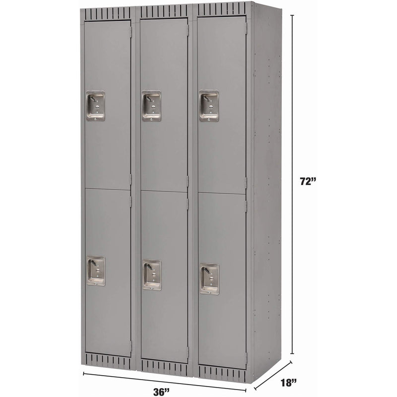 Casiers à 2 niveaux, lot de 3, 91 x 45 x 183 cm, acier, gris, rivets (assemblés)