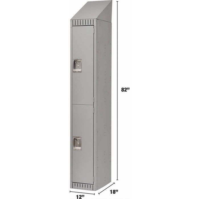Assembled Lockers, 2 -tier, 12" x 18" x 72", Steel, Grey, Rivet (Assembled)