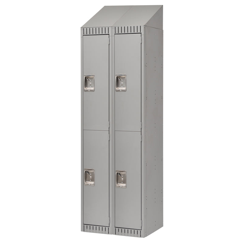 Casiers assemblés, 2 niveaux, lot de 2, 61 x 45 x 183 cm, acier, gris, rivet (assemblé)