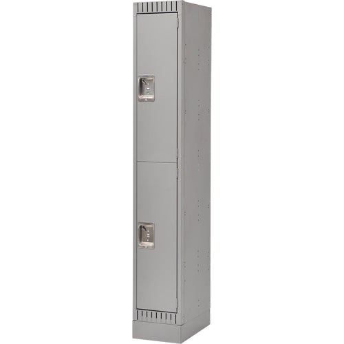Assembled Lockers, 2 -tier, 12" x 18" x 72", Steel, Grey, Rivet (Assembled)