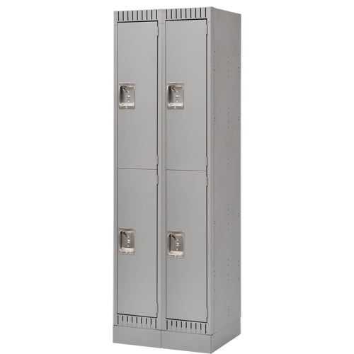 Assembled Lockers, 2 -tier, Bank of 2, 24" x 18" x 72", Steel, Grey, Rivet (Assembled)