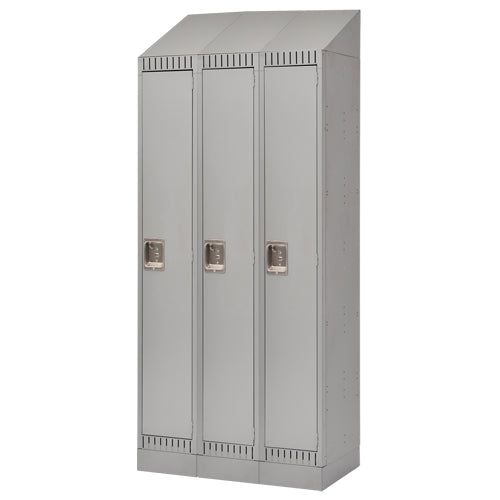 Assembled Lockers, Bank of 3, 36" x 18" x 72", Steel, Grey, Rivet (Assembled)