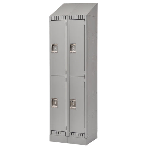 Assembled Lockers, 2 -tier, Bank of 2, 24" x 18" x 72", Steel, Grey, Rivet (Assembled)