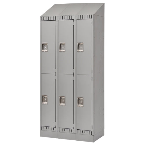 Assembled Lockers, 2 -tier, Bank of 3, 36" x 18" x 72", Steel, Grey, Rivet (Assembled)