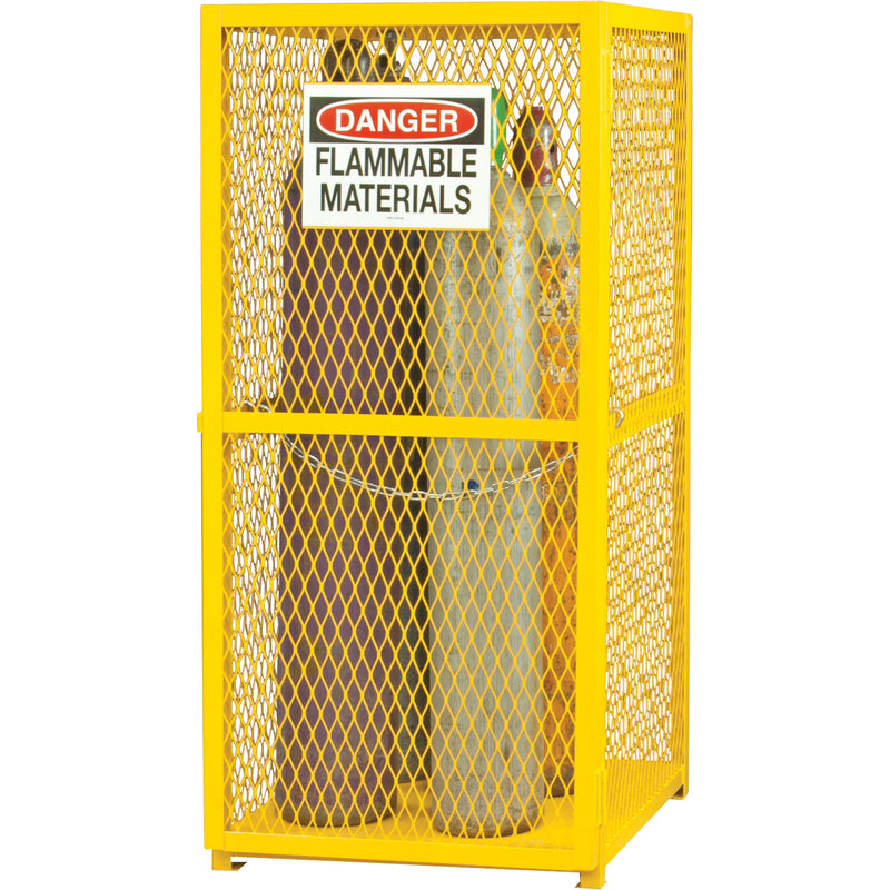Armoire de rangement pour bouteilles de gaz, capacité de 9 bouteilles, 76,2 cm (L) x 76,2 cm (P) x 181,4 cm (H), jaune