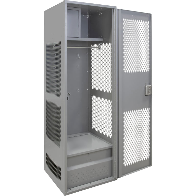 Casier à engrenages avec porte, acier, 61 cm (l) x 45 cm (p) x 183 cm (h), gris