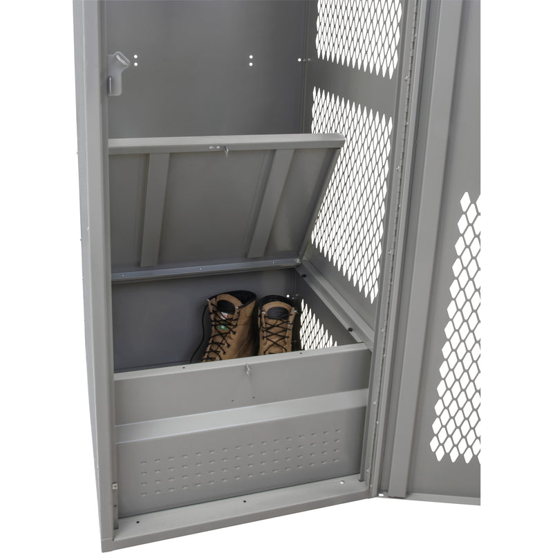 Casier à engrenages avec porte, acier, 61 cm (l) x 45 cm (p) x 183 cm (h), gris