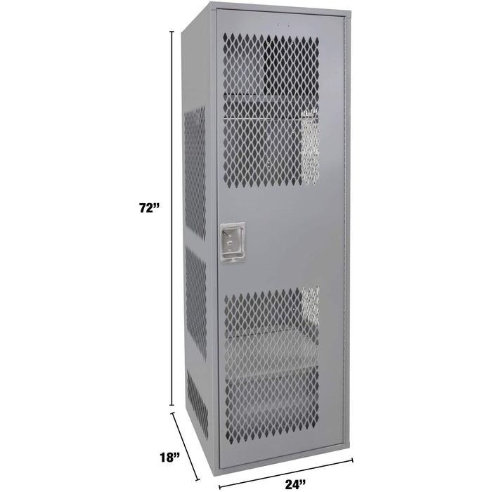 Gear Locker with Door, Steel, 24" W x 18" D x 72" H, Grey