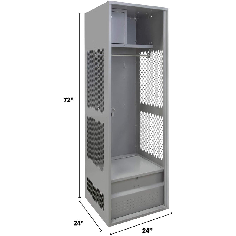 Gear Locker, Steel, 24" W x 24" D x 72" H, Grey