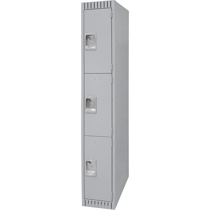 Lockers, 3 -tier, 12" x 18" x 72", Steel, Grey, Knocked Down