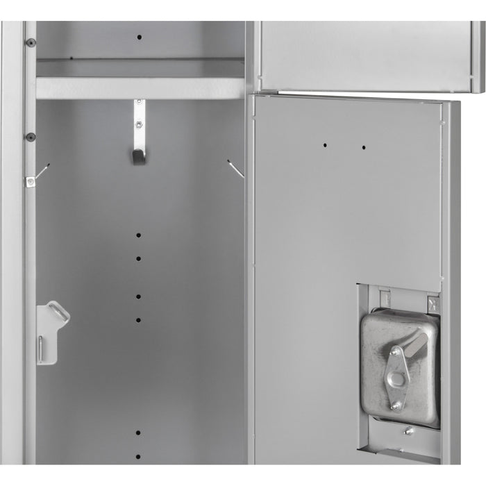 Lockers, 3 -tier, Bank of 2, 24" x 18" x 72", Steel, Grey, Knocked Down