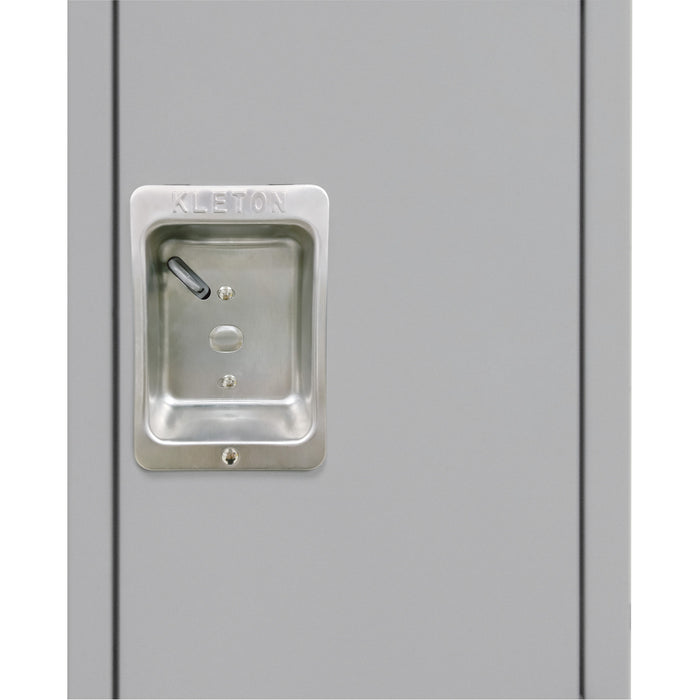 Lockers, 3 -tier, Bank of 2, 24" x 18" x 72", Steel, Grey, Knocked Down