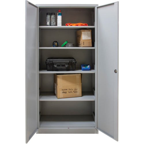 Hi-Boy Storage Cabinet, Steel, 4 Shelves, 72" H x 36" W x 18" D, Grey