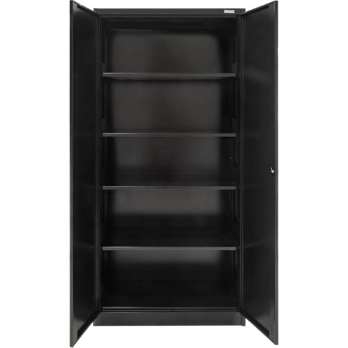 Hi-Boy Storage Cabinet, Steel, 4 Shelves, 72" H x 36" W x 18" D, Black
