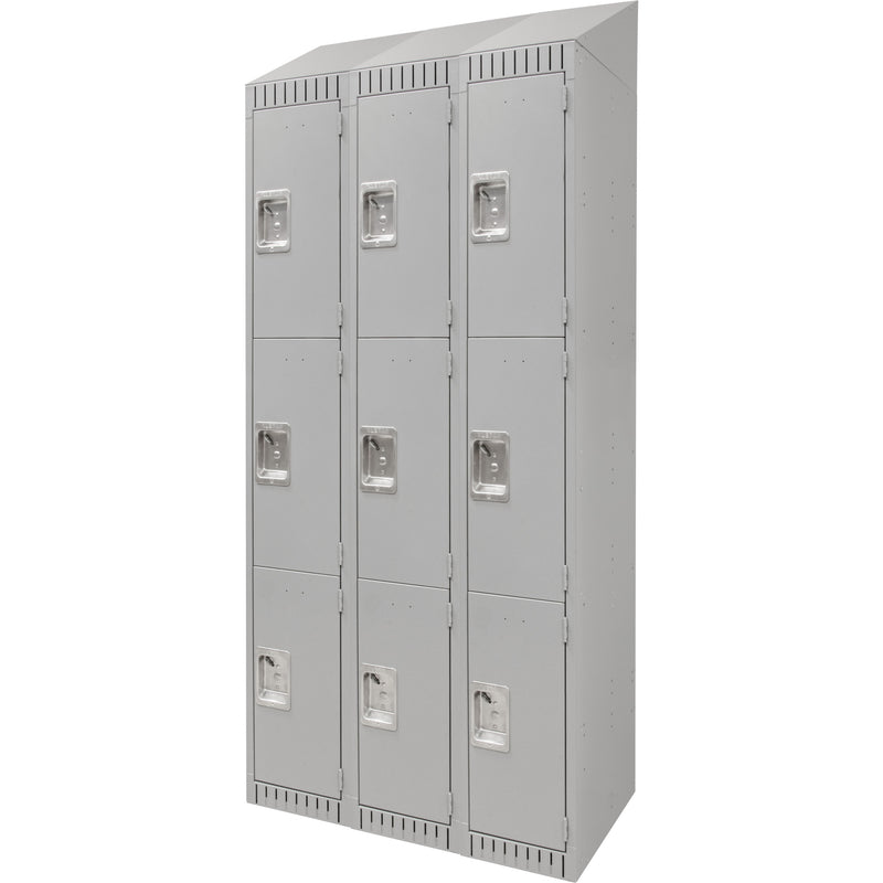 Casiers à 3 niveaux, lot de 3, 91 x 45 x 208 cm, acier, gris, démontés