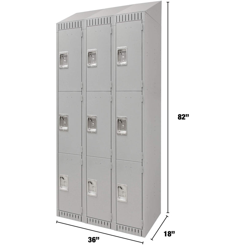 Casiers à 3 niveaux, lot de 3, 91 x 45 x 208 cm, acier, gris, démontés