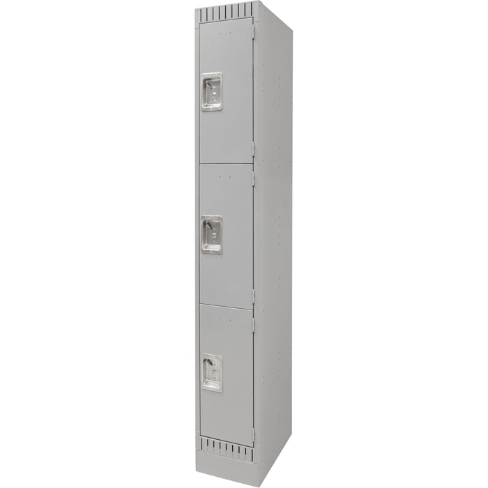 Lockers, 3 -tier, 12" x 18" x 76", Steel, Grey, Knocked Down