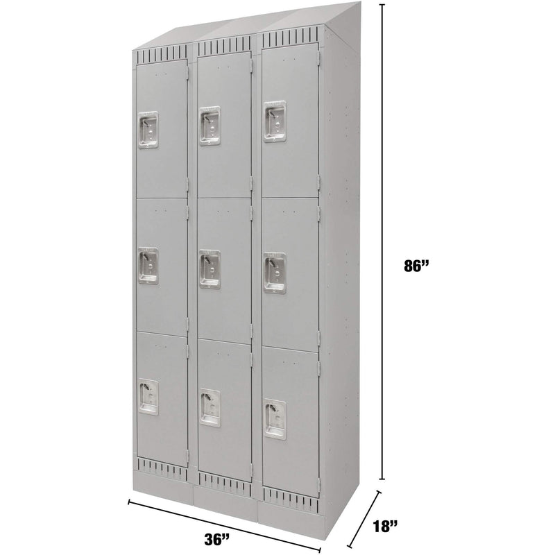 Casiers à 3 niveaux, lot de 3, 91 x 45 x 218 cm, acier, gris, démontés