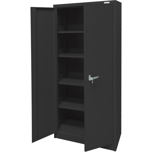 Storage Cabinet, Steel, 4 Shelves, 66" H x 30" W x 15" D, Black