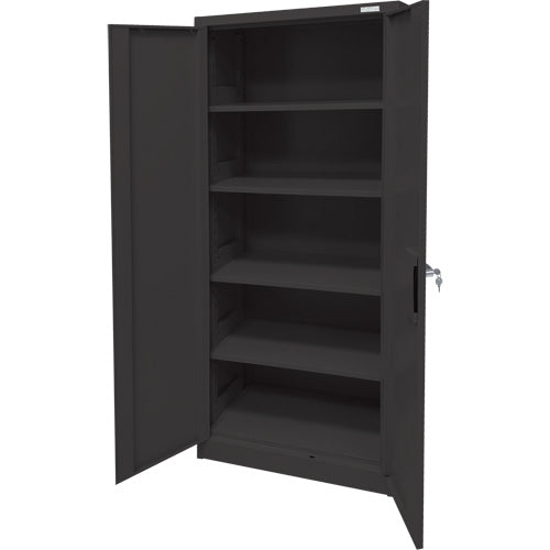 Storage Cabinet, Steel, 4 Shelves, 66" H x 30" W x 15" D, Black