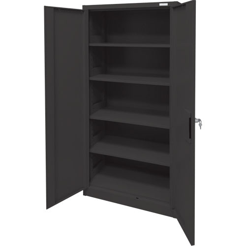 Storage Cabinet, Steel, 4 Shelves, 78" H x 36" W x 24" D, Black