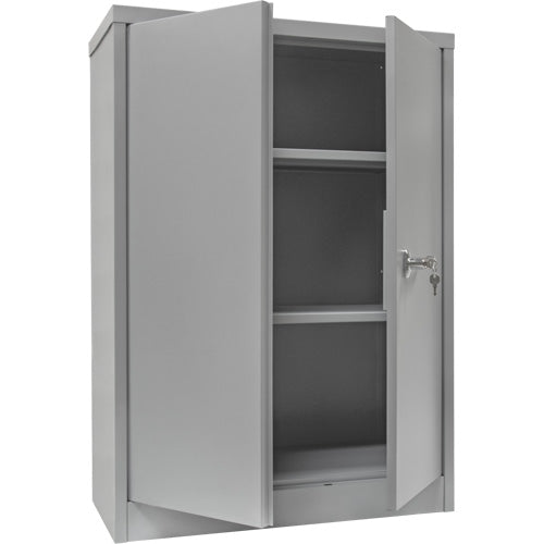 Counter-High Storage Cabinet, Steel, 2 Shelves, 42" H x 30" W x 15" D, Grey