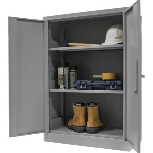 Counter-High Storage Cabinet, Steel, 2 Shelves, 42" H x 48" W x 24" D, Grey