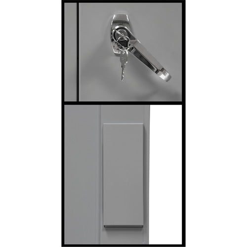Counter-High Storage Cabinet, Steel, 2 Shelves, 42" H x 30" W x 15" D, Grey