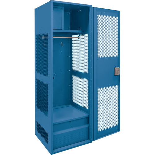 Gear Locker with Door, Steel, 24" W x 18" D x 72" H, Dark Blue