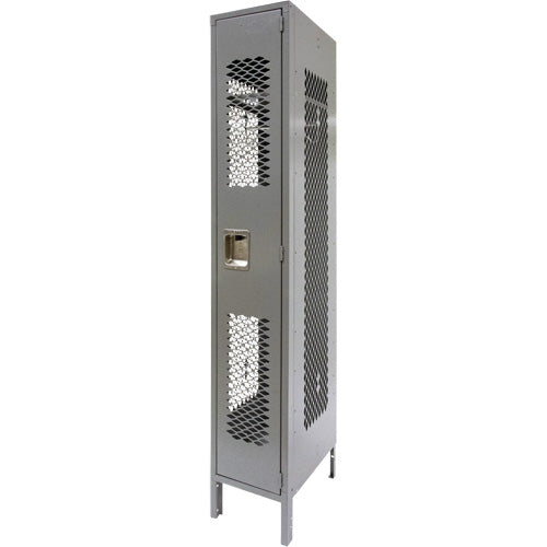 Vented Lockers, 12" x 18" x 78", Steel, Grey, Knocked Down, Perforated